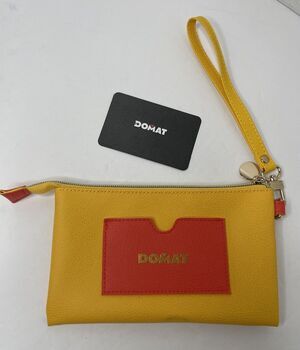 Domat Yellow Orange Zip Up Wristlet 7x4"
